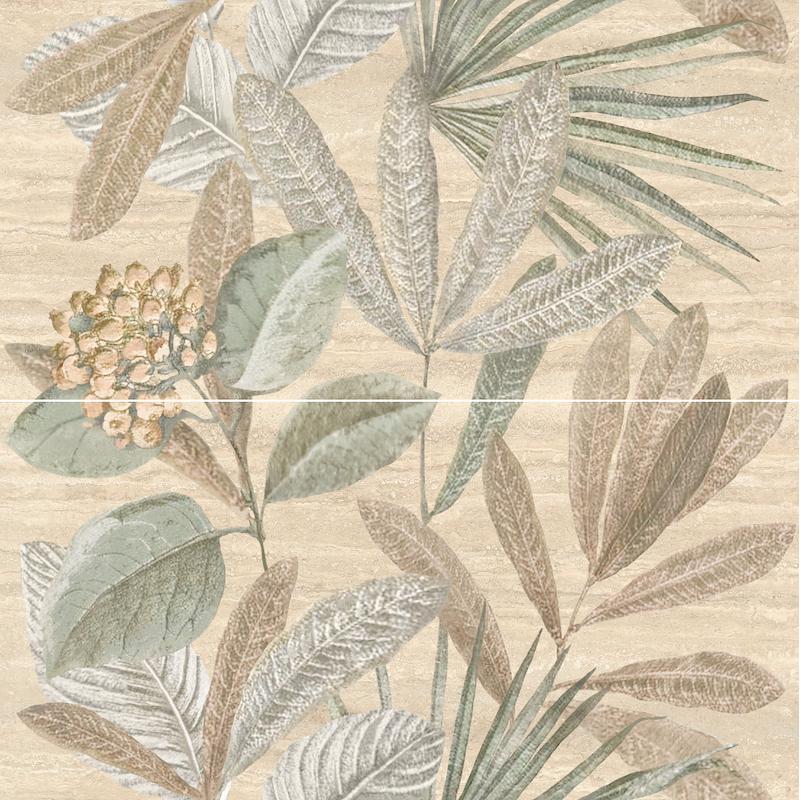 Marazzi MYSTONE TRAVERTINO Classico Decoro Botanico Pannello 48